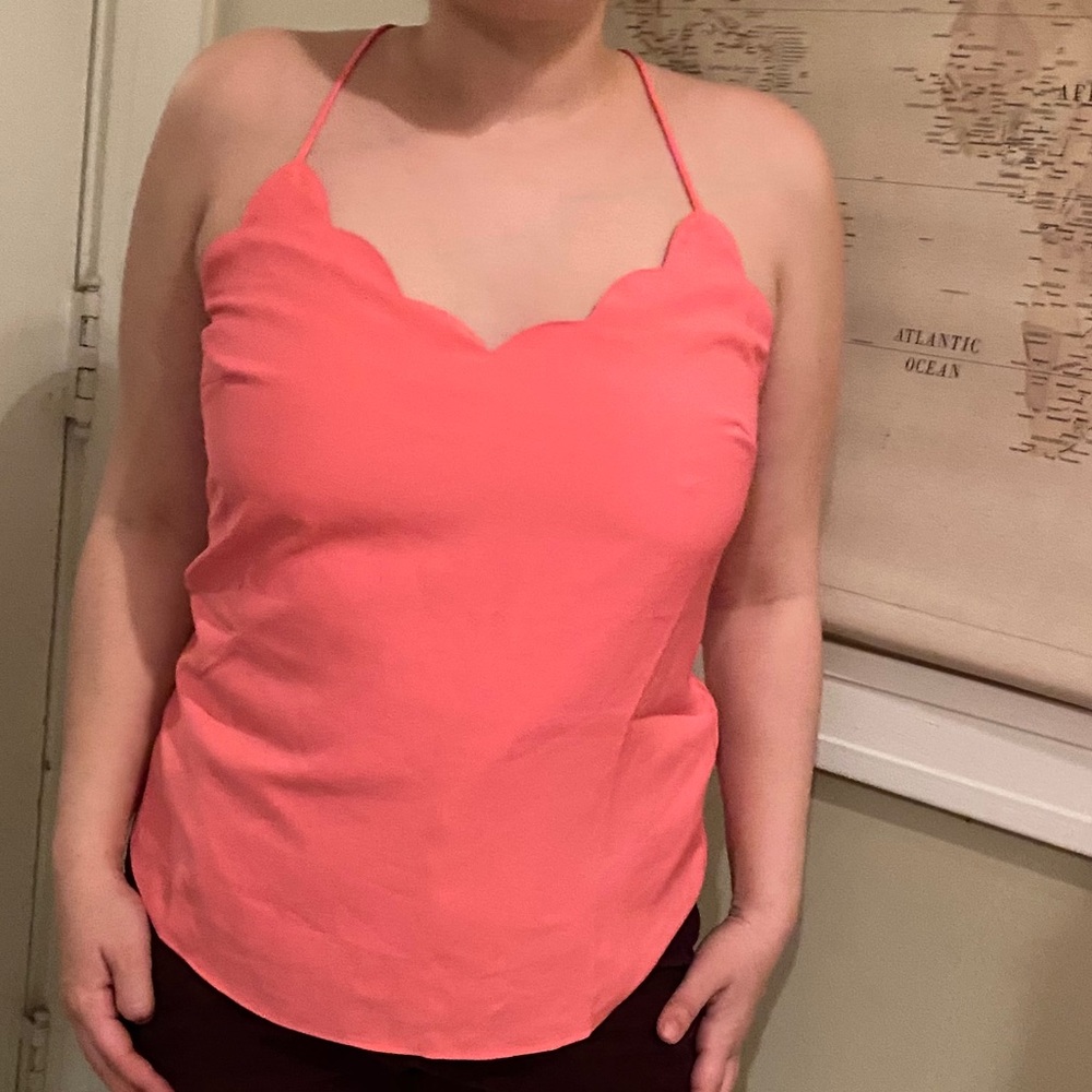 Coral Scalloped Tank Top
